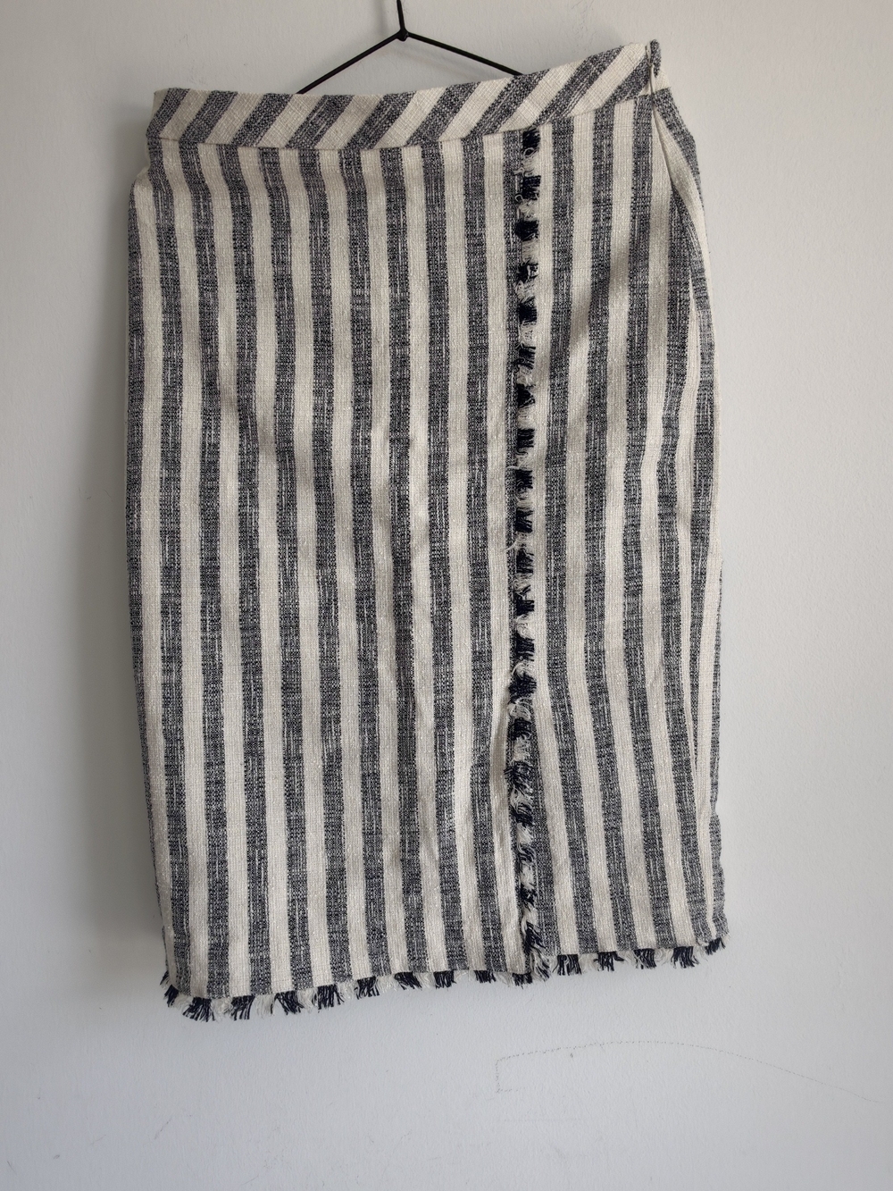 Banana Republic Ivory and Black Striped Pencil Skirt